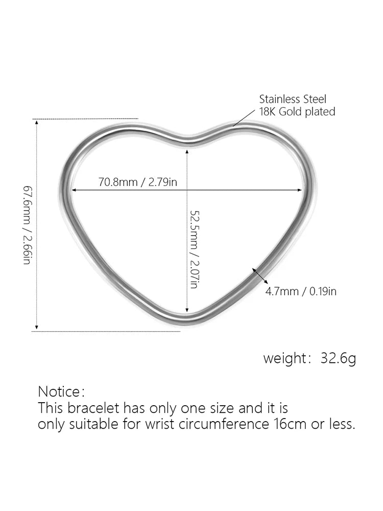 Organic Open Heart Bangle Bracelet