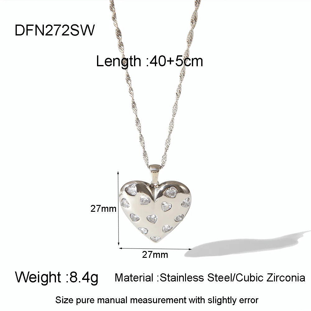 Crystal Heart Confetti Pendant Necklace