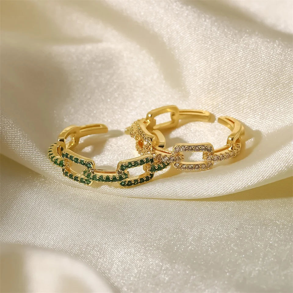 Crystal Link Band Ring