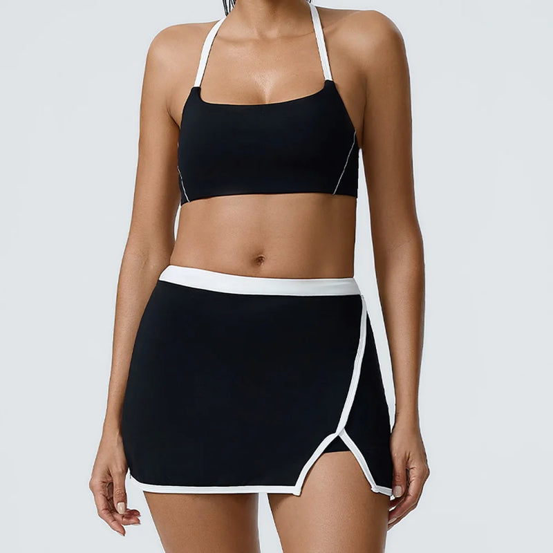 Split-Front Athletic Skirt Set