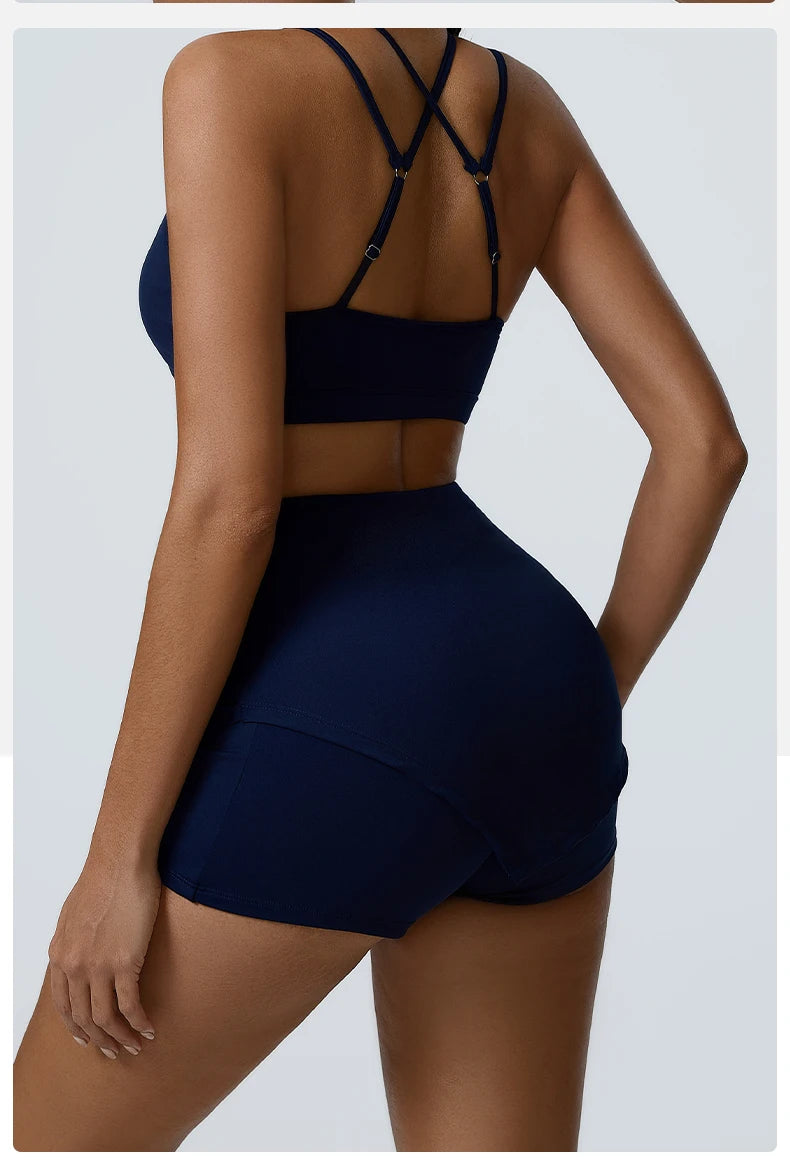 Ruched High-Waisted Athletic Skirt