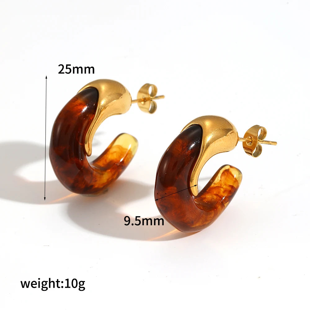 Resin & Gold Hoop Earrings