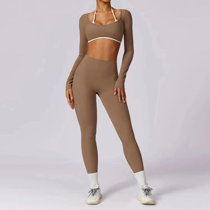 Square Neck Long Sleeve Leggings Set
