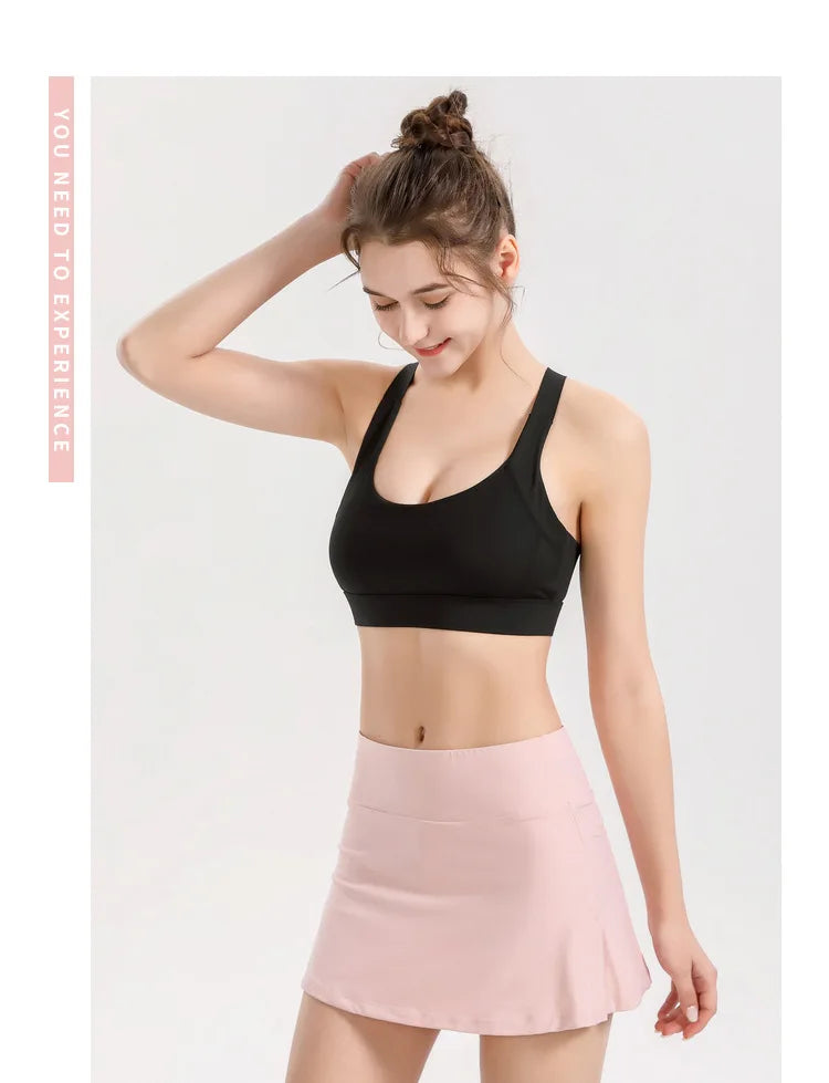 High-Waist Tennis Skirt with Built-in Shorts