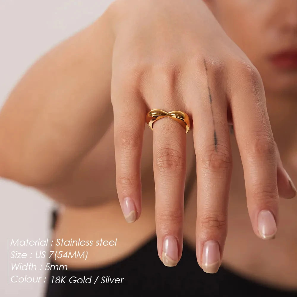 Bold Crossover Band Ring