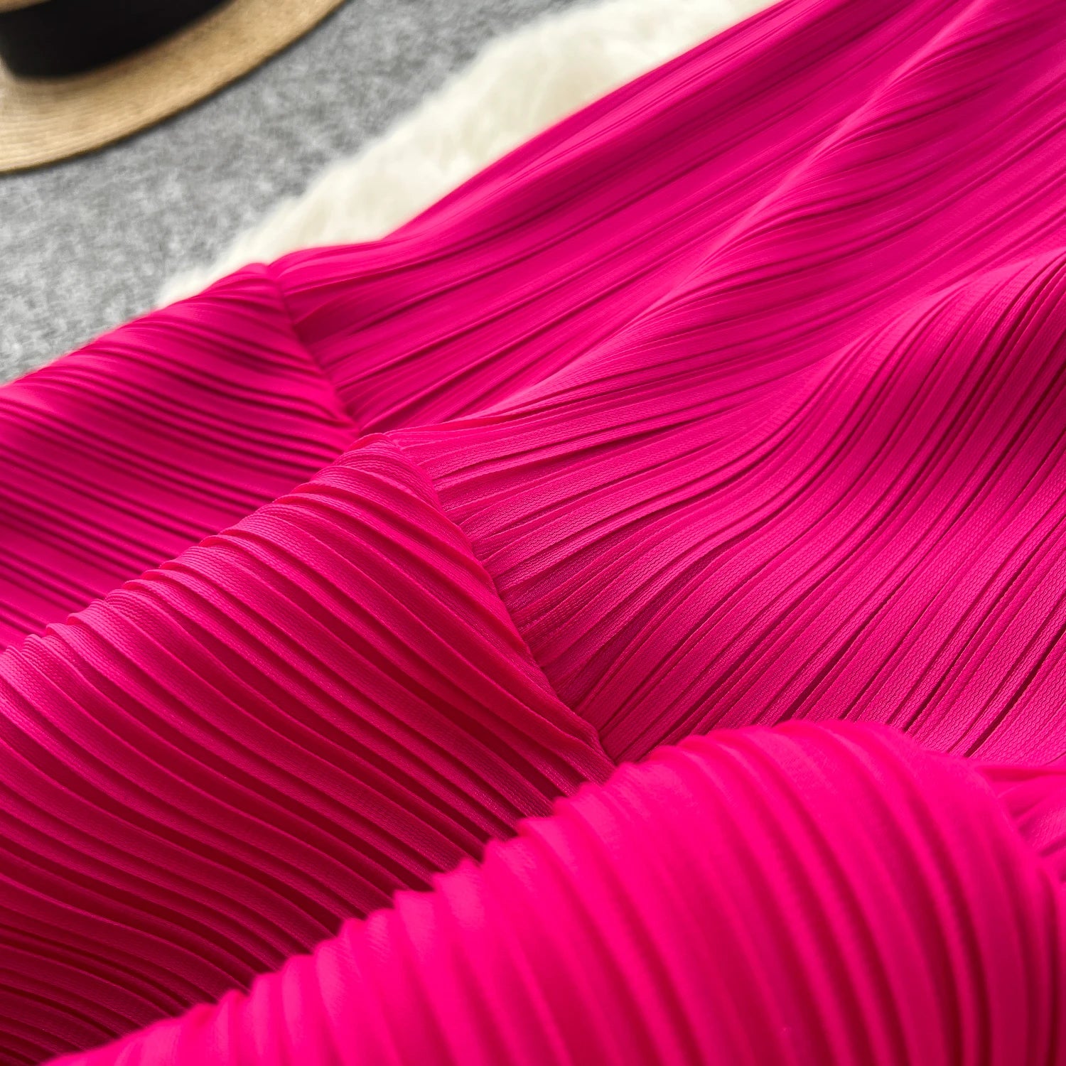 Pleated Flare Sleeve Midi Dress