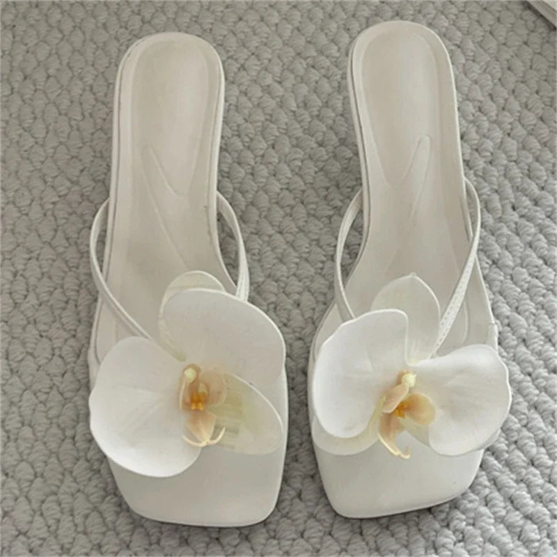 Orchid Accent Slip-On Sandals