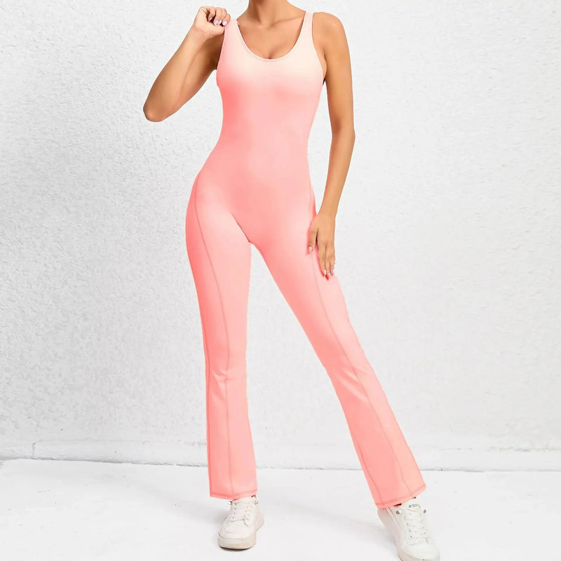 Open Back Flared Leg Jumpsuit