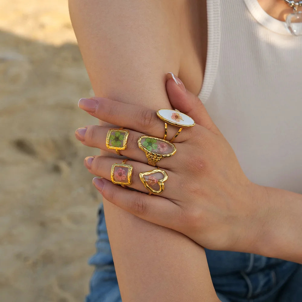 Pressed Flower Botanical Ring