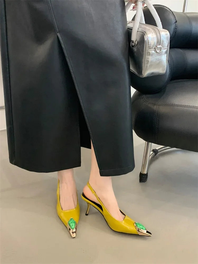 Jewel Accent Slingback Heels