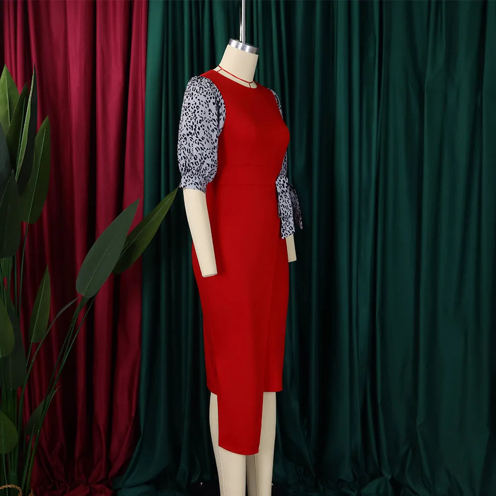 Elegant Midi Dress with Statement Sleeves