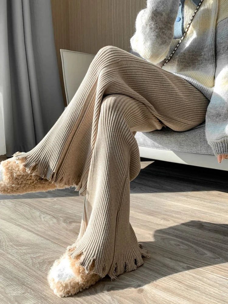Ribbed Flare Knit Pants