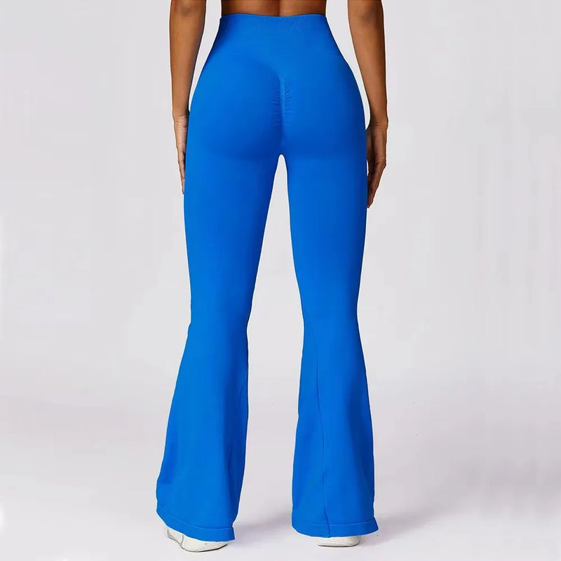 Ribbed Waist Flared Leggings