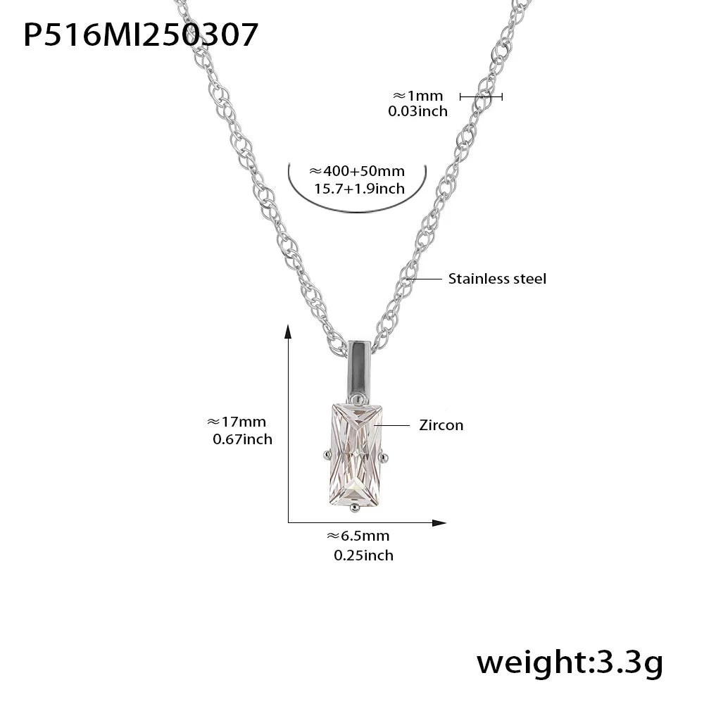 Minimalist Layered Baguette Pendant Necklace