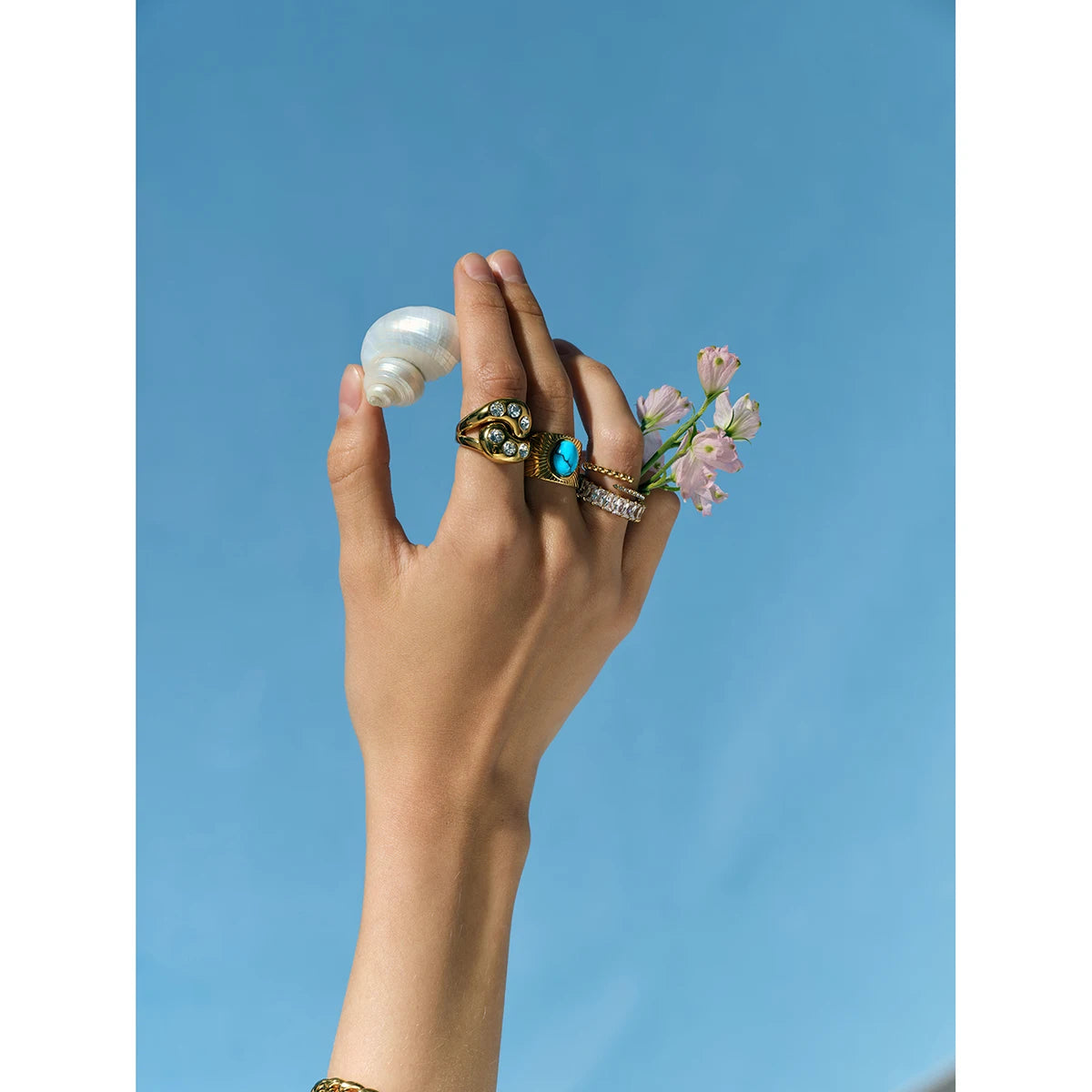 Boho Gemstone Statement Ring Set
