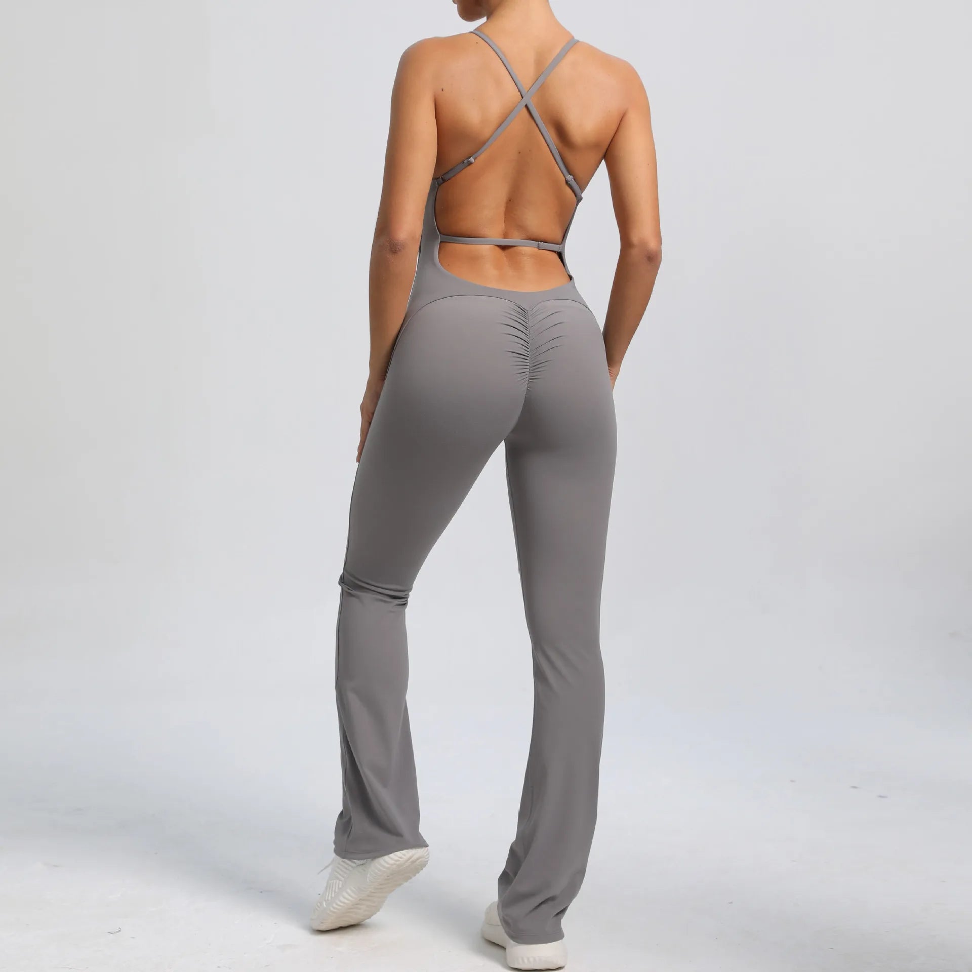Navy Flared Workout Jumpsuit