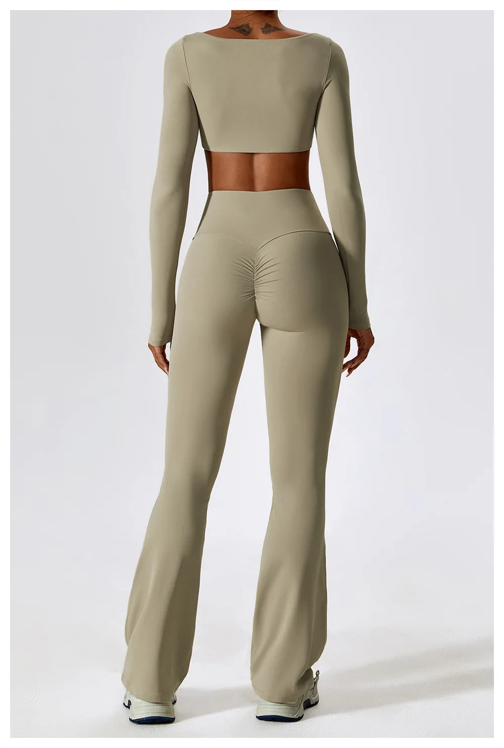 Long Sleeve Crop Top – Square Neck Activewear Top