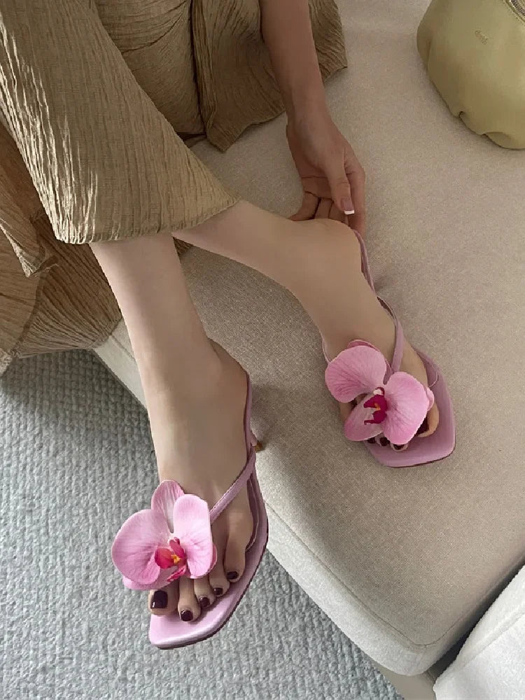 Orchid Accent Slip-On Sandals