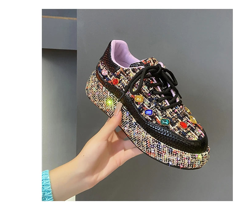 Crystal Embellished Platform Sneakers