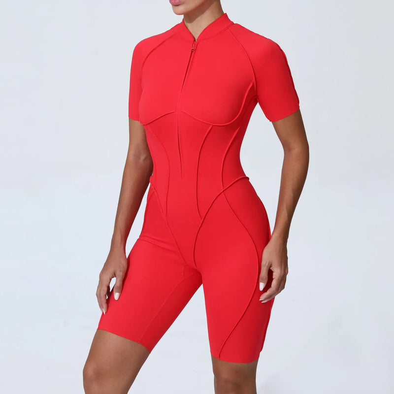 Short-Sleeve Zip Romper