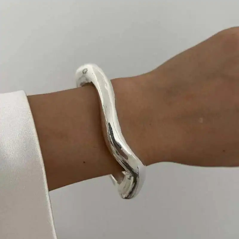 Bold Chunky Sculpted Cuff & Ring Set – Gold & Silver Finish