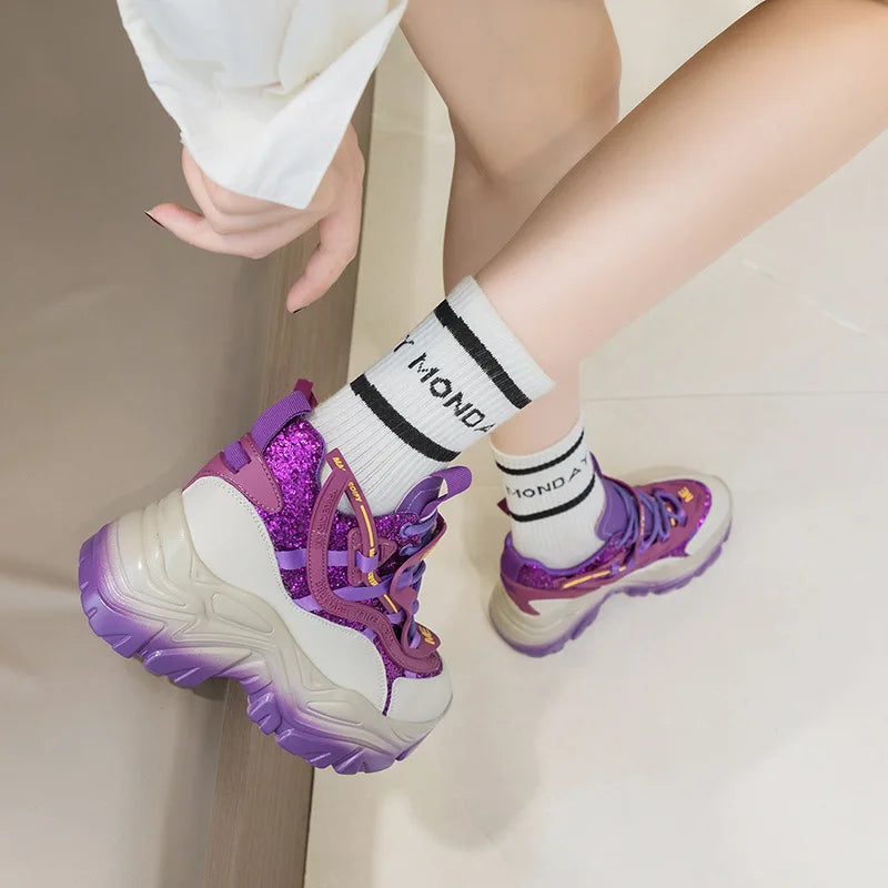 Glitter Platform High-Top Sneakers