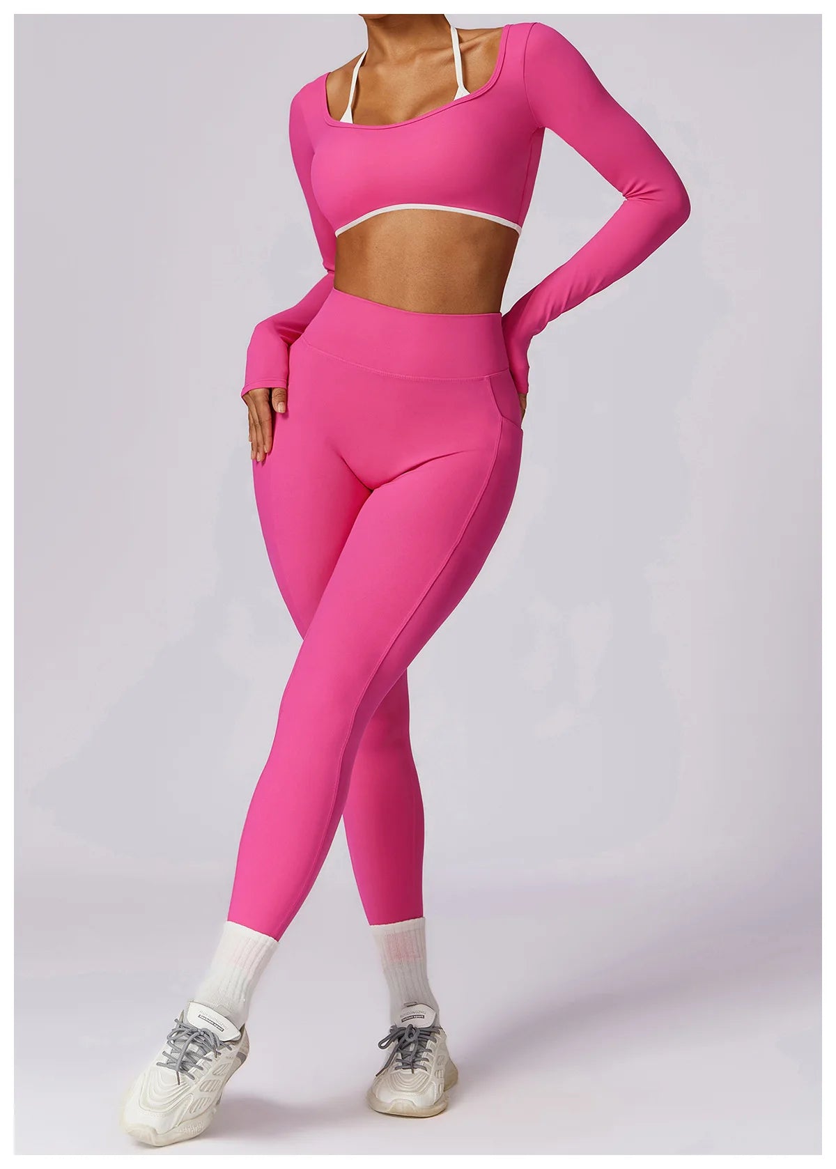Square Neck Long Sleeve Workout Top