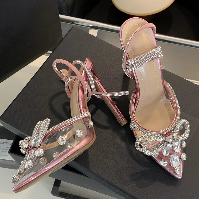 Rhinestone Bow Stiletto Heels