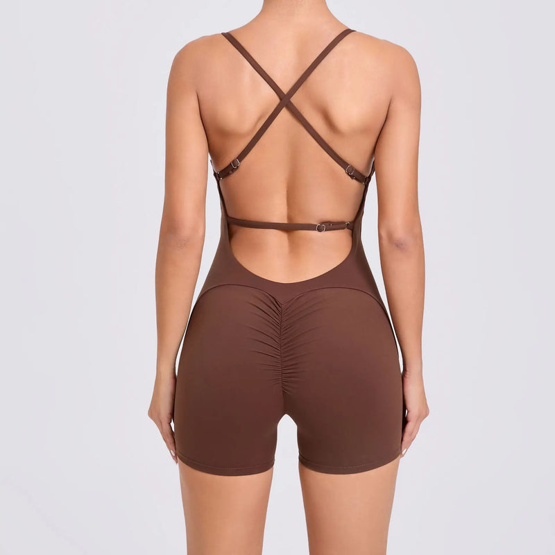 Strappy Backless Red Romper