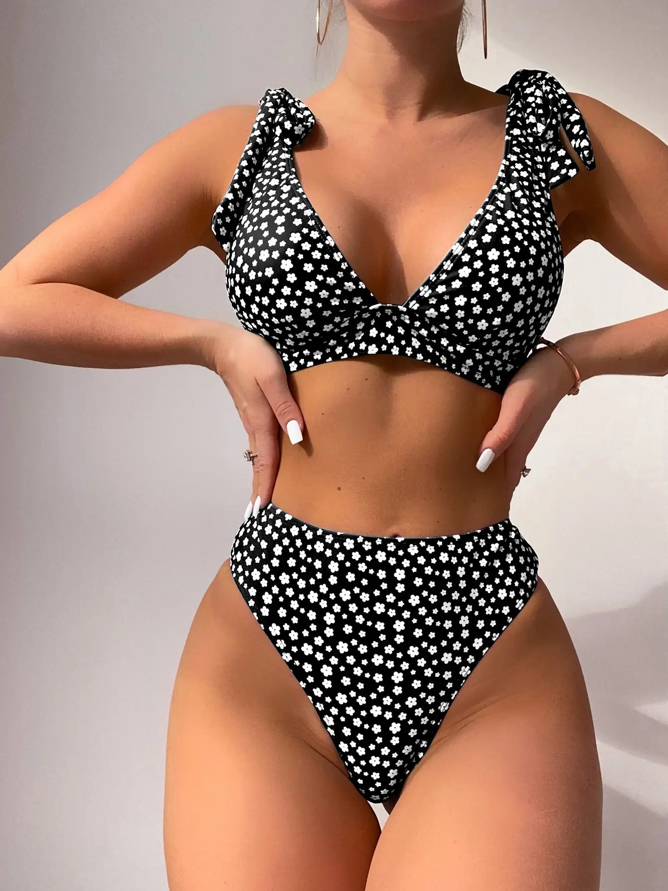 Floral High-Waist Bikini Set