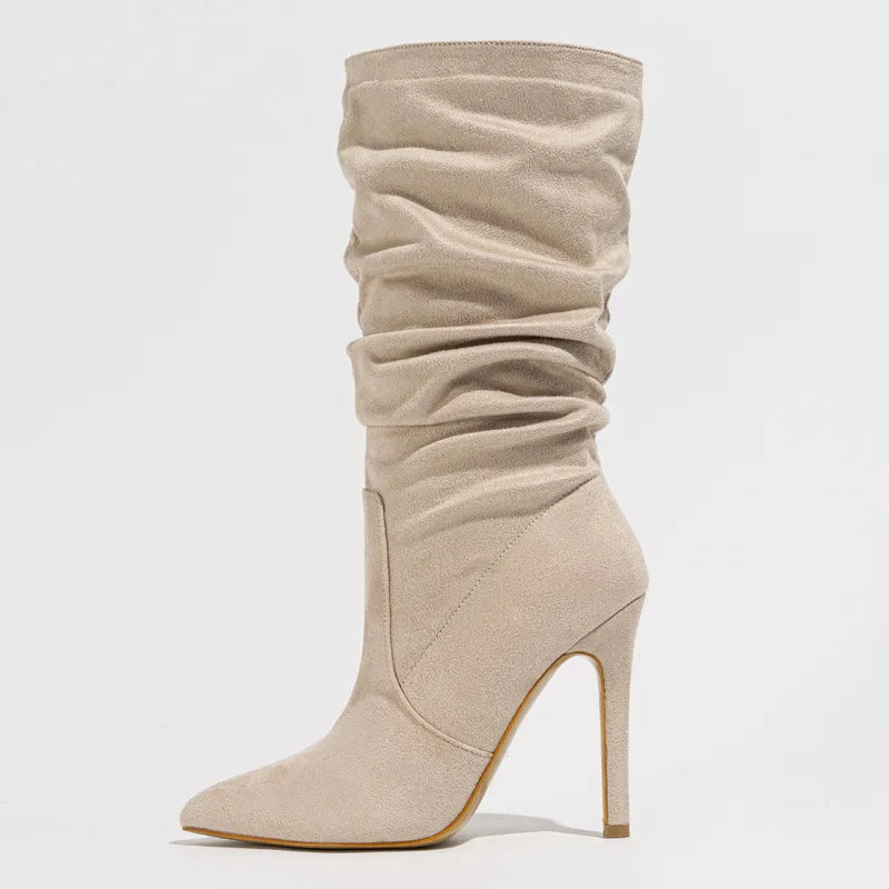 Suede Slouchy Stiletto Boots