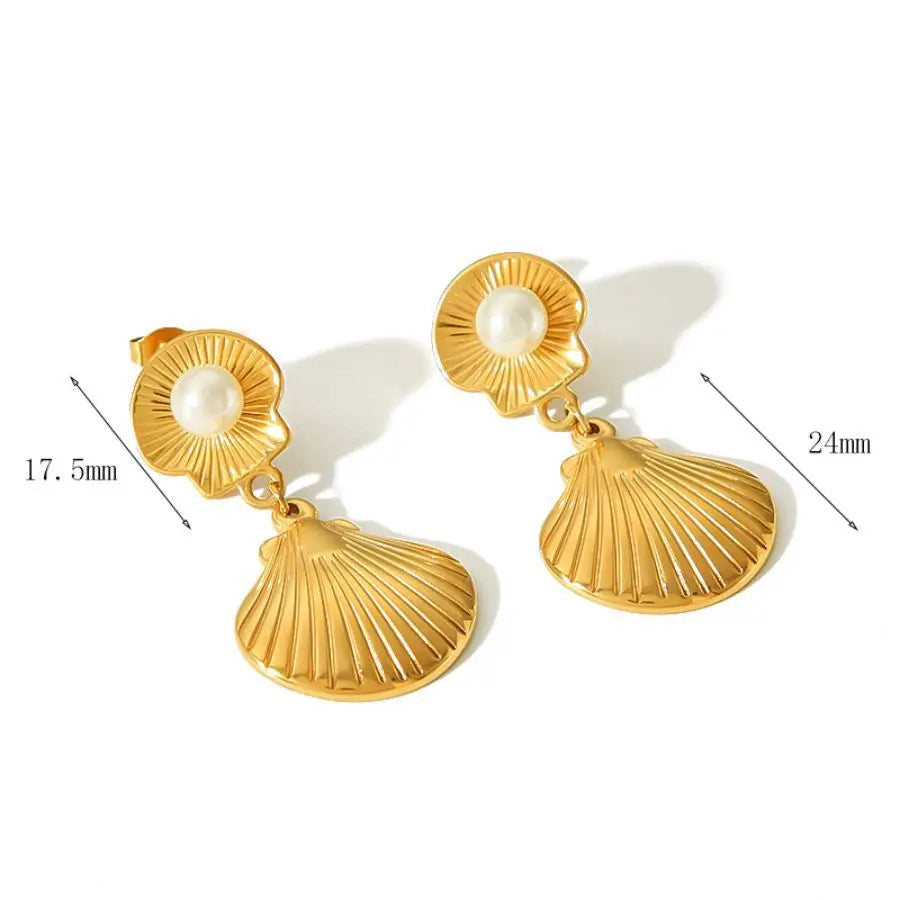 Seashell Pearl Drop Earrings