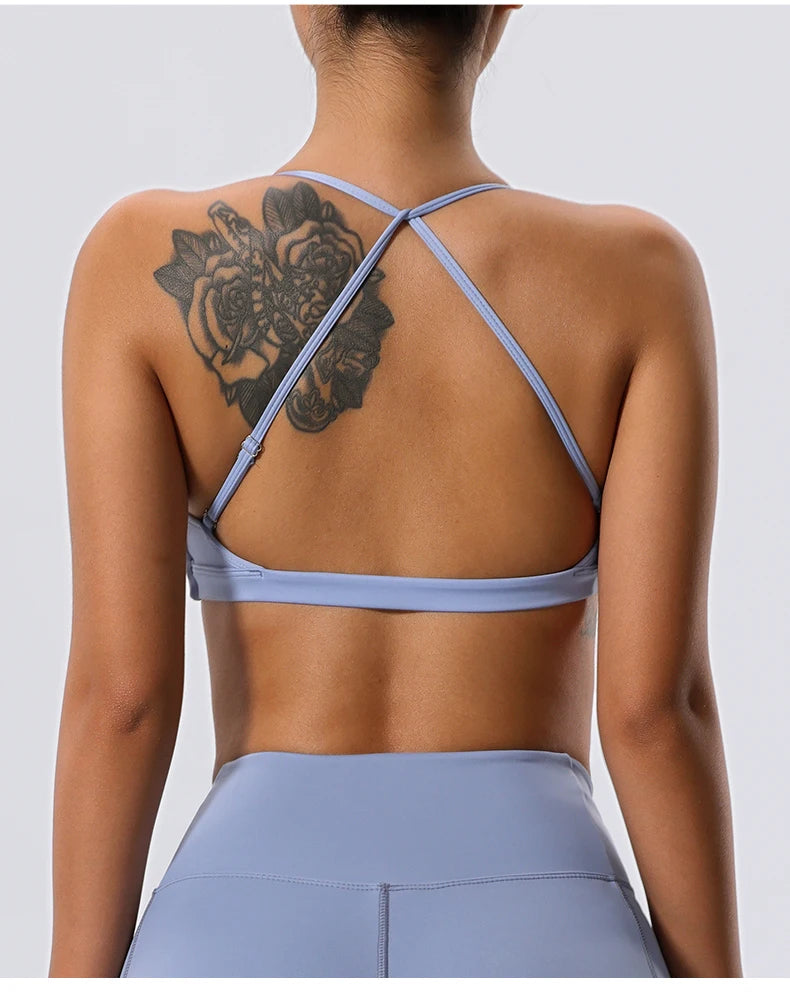 Twist-Front Halter Sports Bra