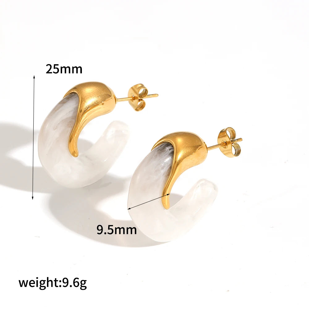 Resin & Gold Hoop Earrings