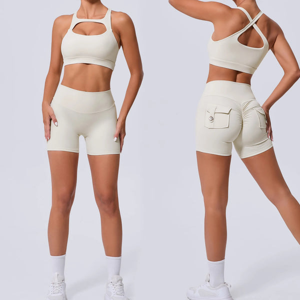 Cut-Out Bra & Shorts Workout Set
