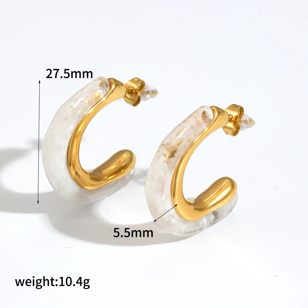 Resin & Gold Hoop Earrings