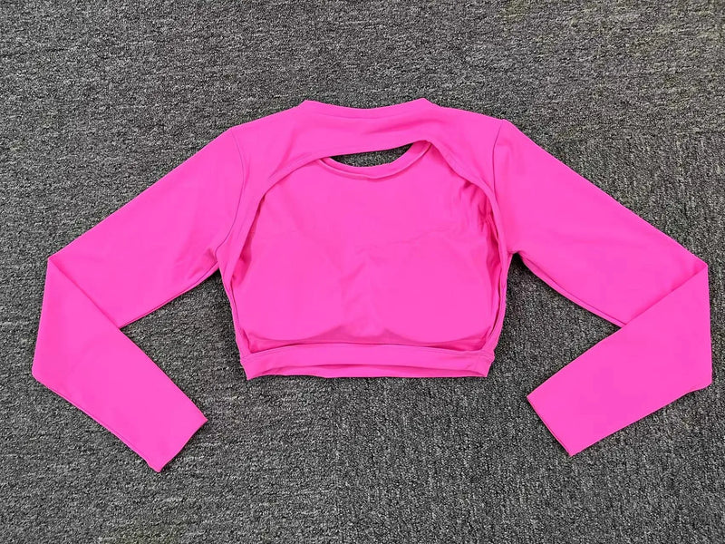 Open Back Long Sleeve & Ruched Leggings Set