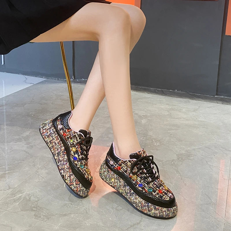Crystal Embellished Platform Sneakers