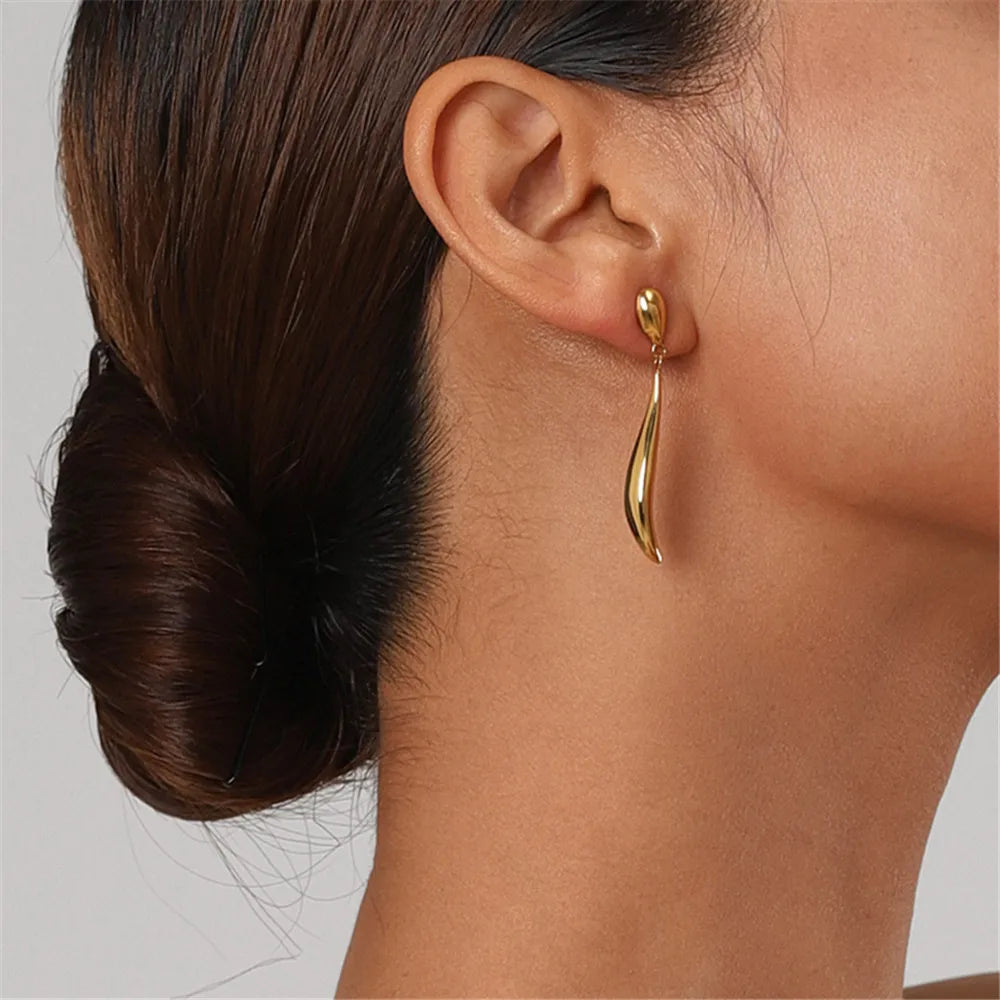 Golden Wave Drop Earrings