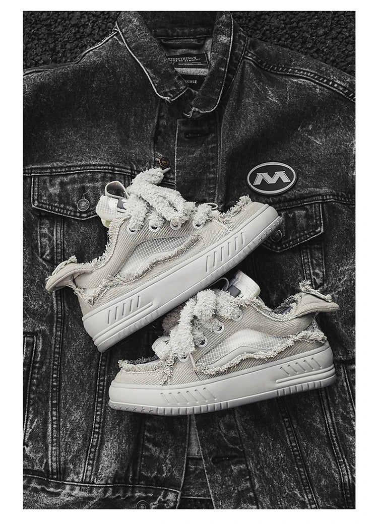 Fuzzy Lace Retro Sneakers