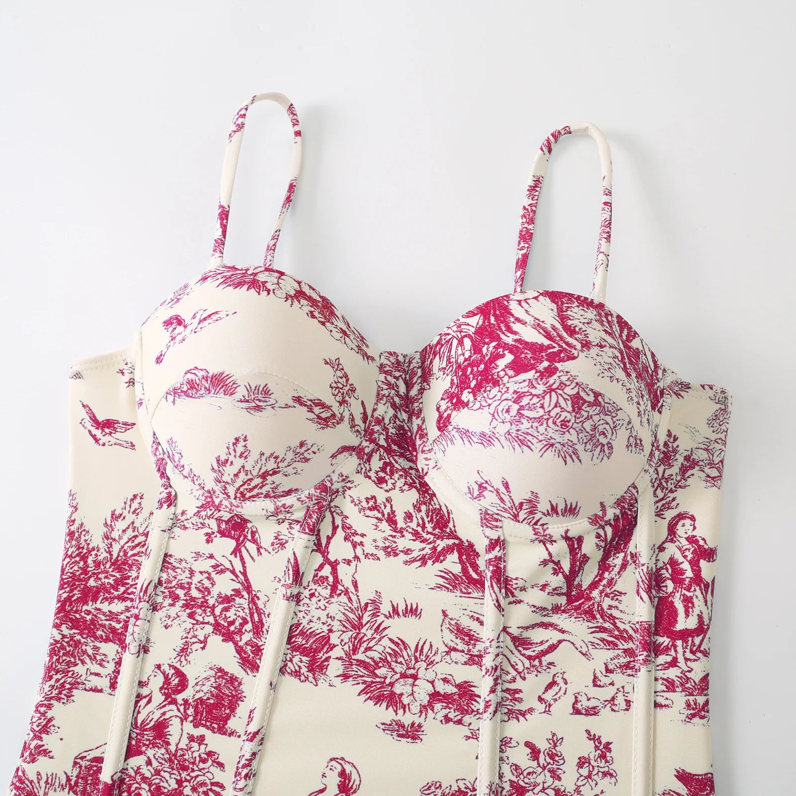Printed Spaghetti Strap Bodysuit