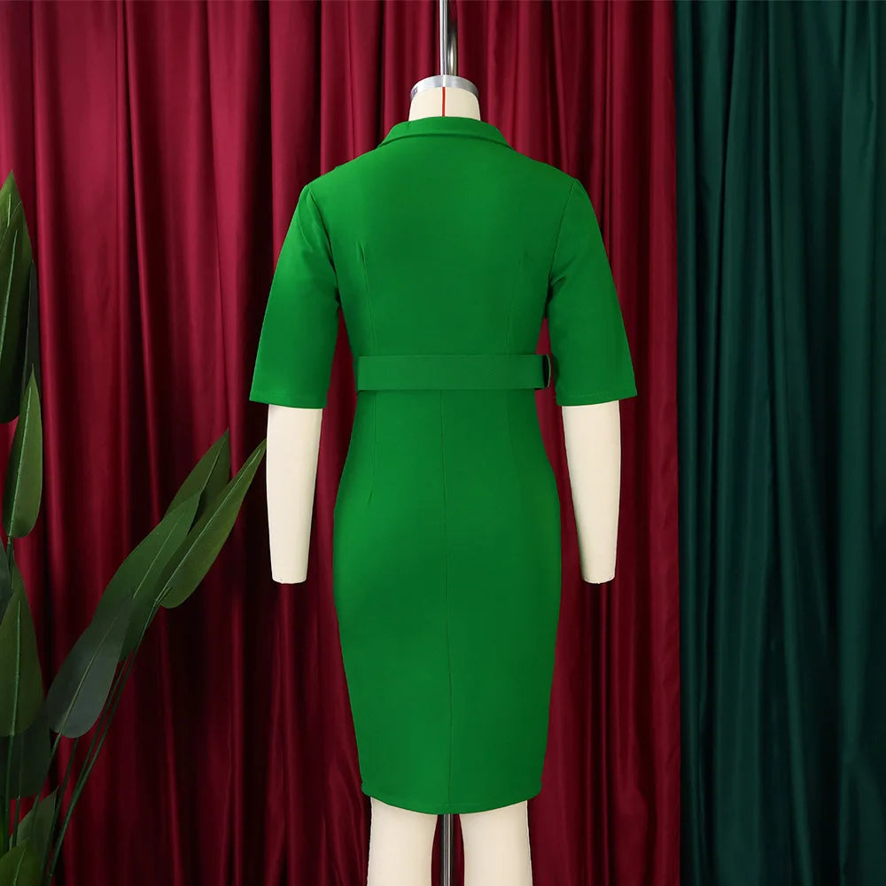 Elegant Red Wrap Bodycon Dress