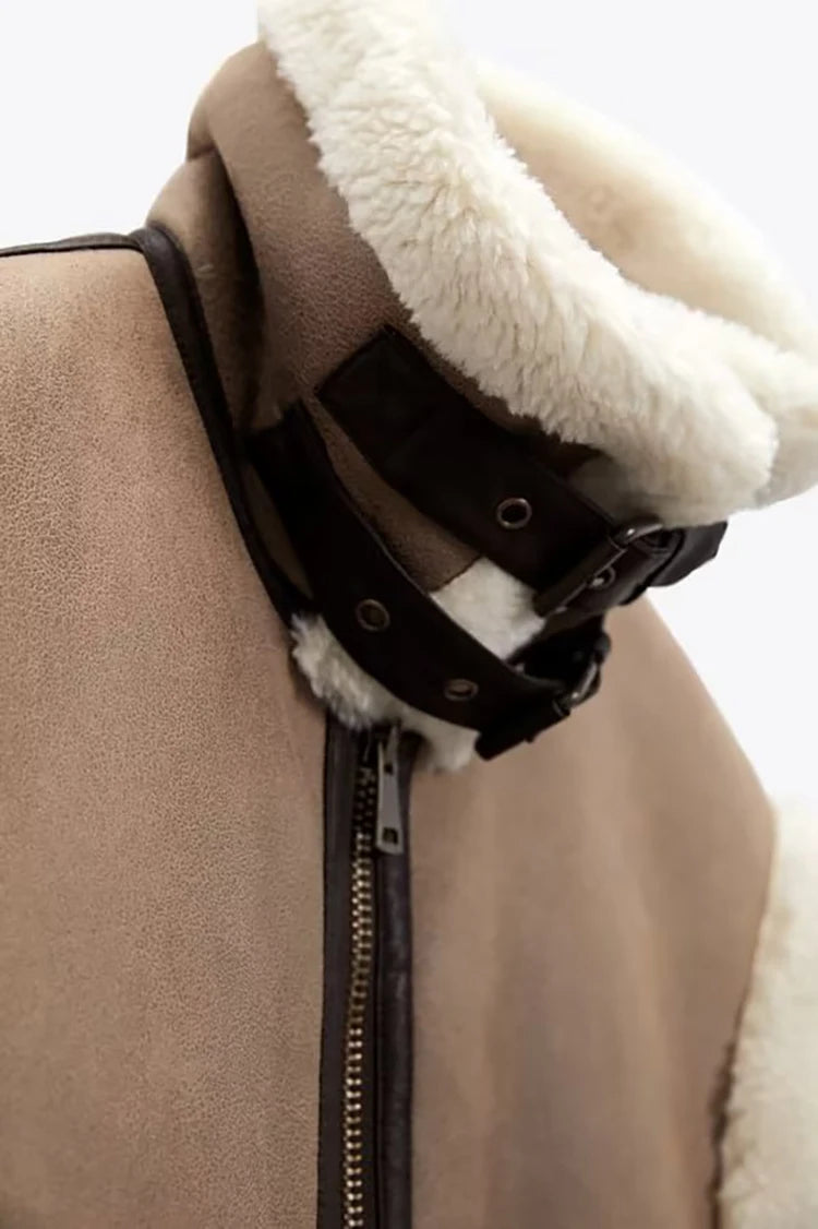 Faux Shearling Aviator Jacket