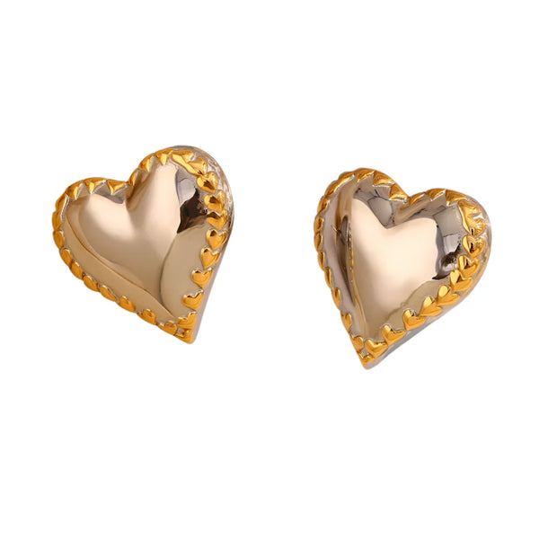 Mixed Color Heart Stud Earrings