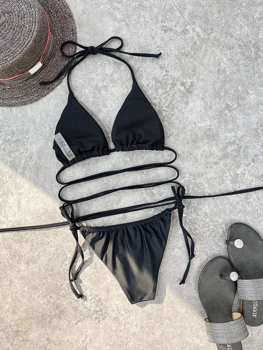 Strappy Triangle Wrap Bikini