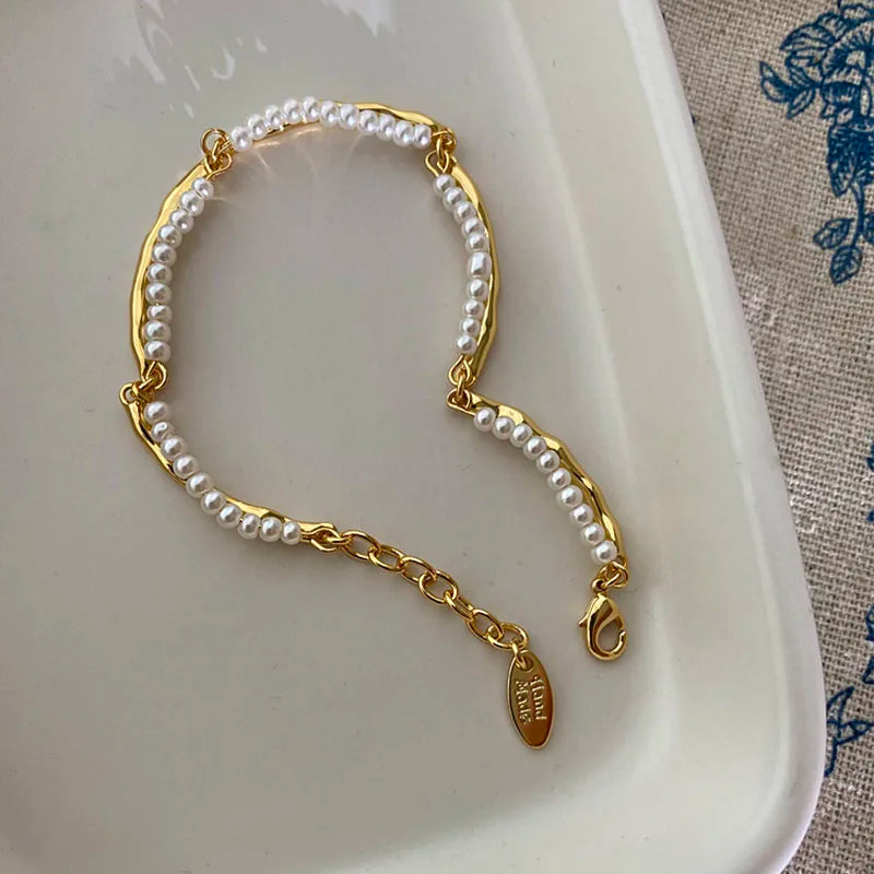 Pearl Molten Link Chain Bracelet