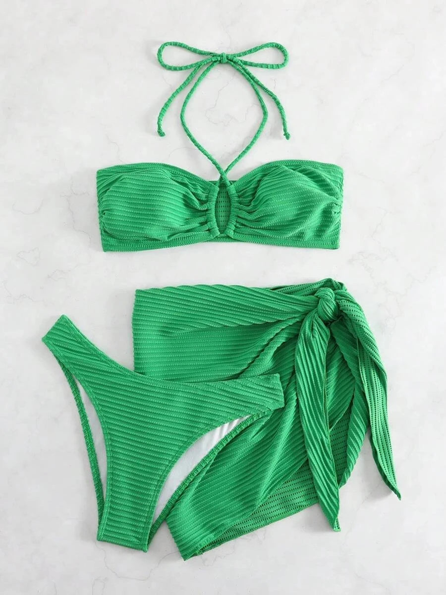 3-Piece Ring Detail Bikini Set