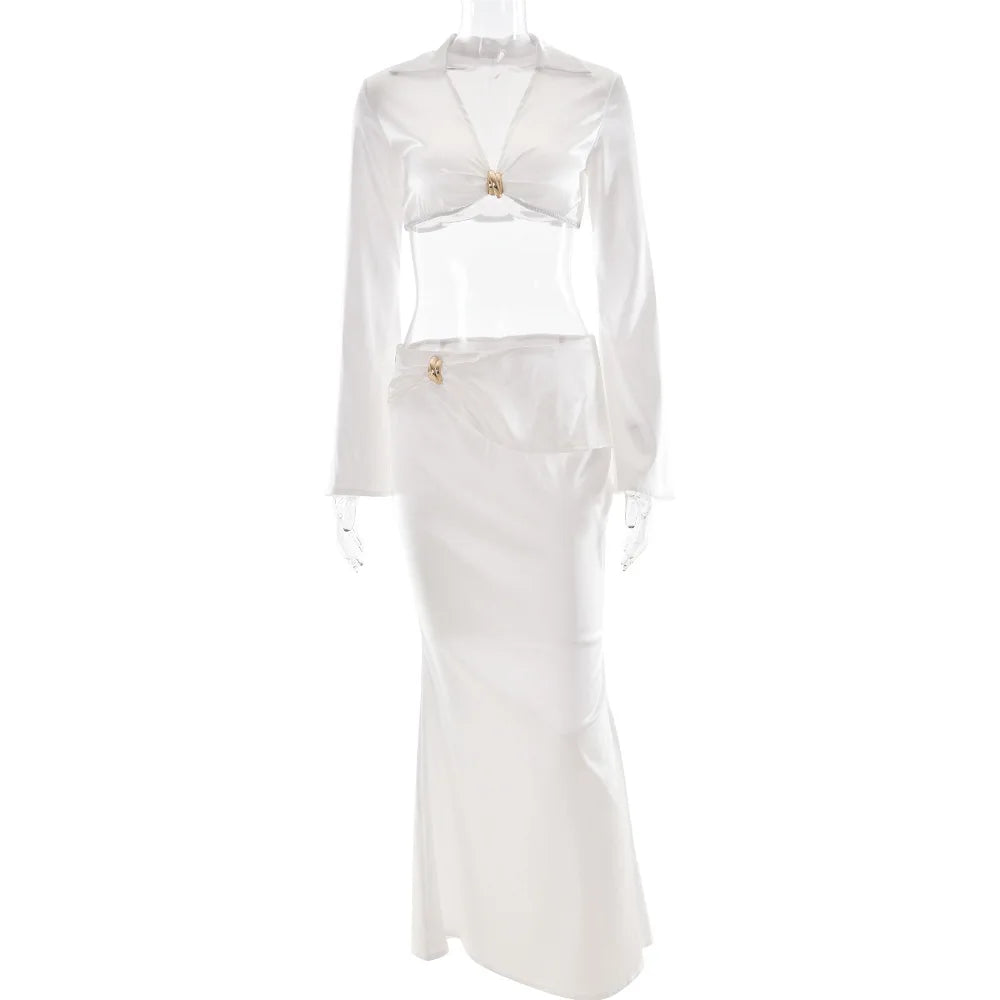 Satin Cutout Maxi Two-Piece Set
