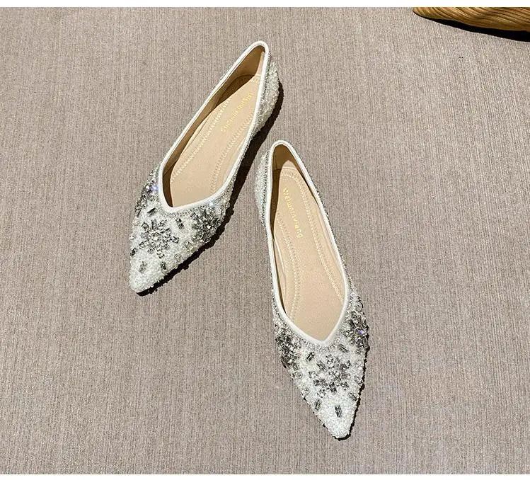 Embellished Pointed Toe Flats