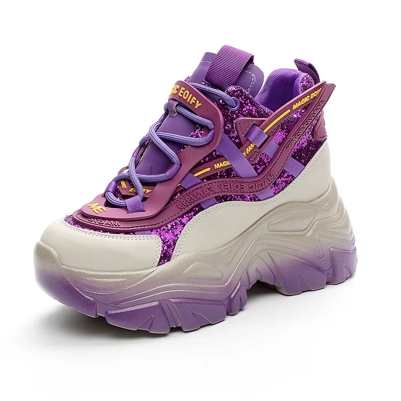 Glitter Platform High-Top Sneakers